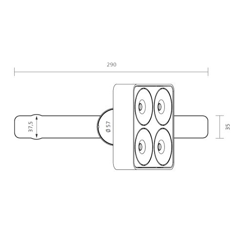 Q Four TT Track 80° 3000K black Spotlight for 3-circuit track systems