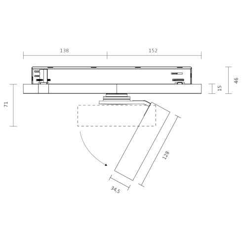 Q Four TT Track 40° 2700K black Spotlight for 3-circuit track systems