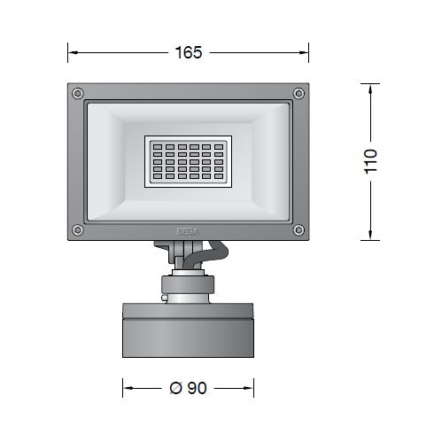 84360K3 LED floodlight with mounting box, graphite