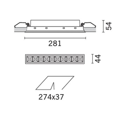 Laser Blade Frame - 10 Recessed LED ceiling luminaire, white-black