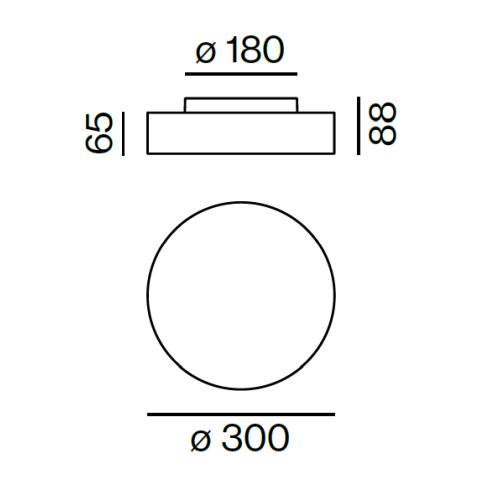 VELA 300 SURFACE D-I SOFT Ceiling luminaire, white