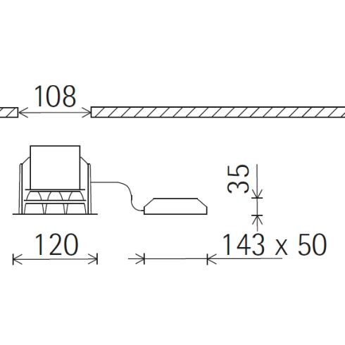 68555.000 COMPAR LINEAR wide flood Downlight with black louvre