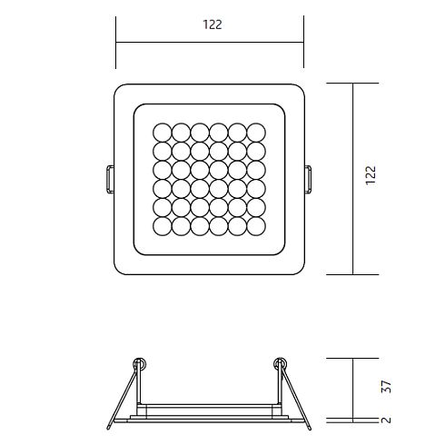 Modul Q 36 In LED recessed ceiling luminaire, anodised