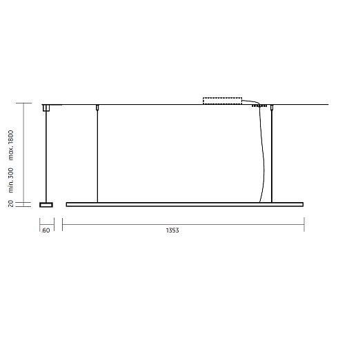 MODUL L 120 LED pendant luminaire, anodised