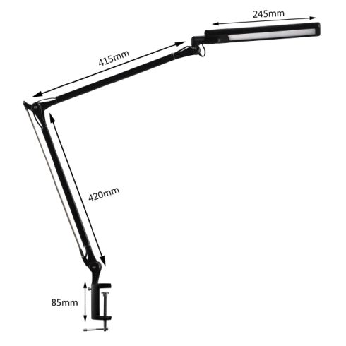 LED table luminaire, black with table clamp