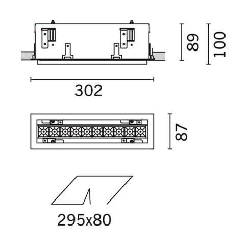 Laser Blade Adjustable - 10 Recessed LED ceiling luminaire, grey-black