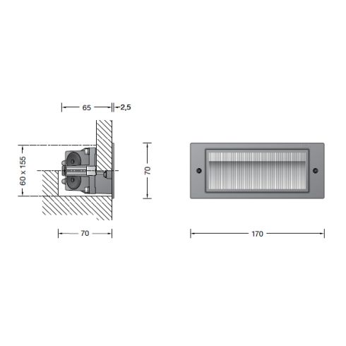 33023K3 Recessed LED wall luminaire, graphite