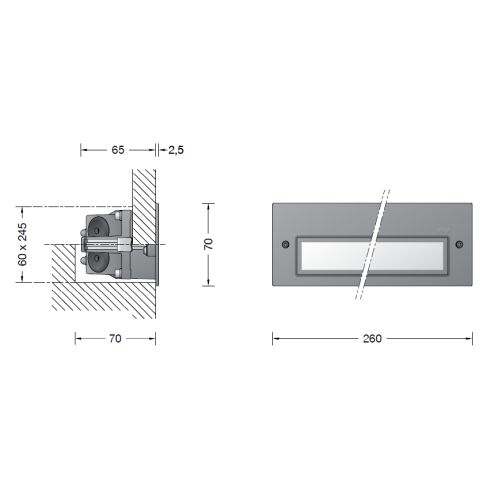 24064AK3 LED recessed wall luminaire, silver