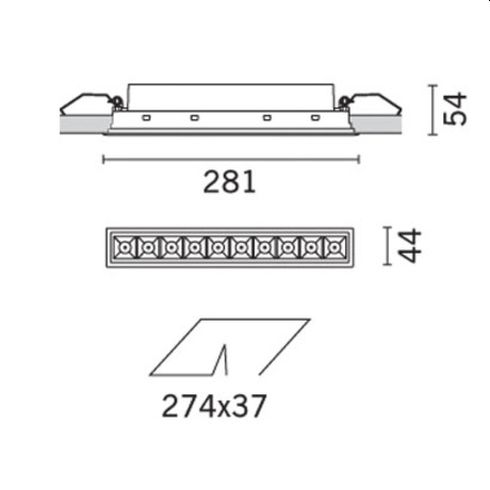 Laser Blade Frame General 3000K - 10 cells Recessed LED ceiling luminaire, white-black