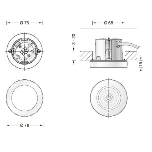 50593K3 ACCENTA PURE Recessed LED ceiling luminaire