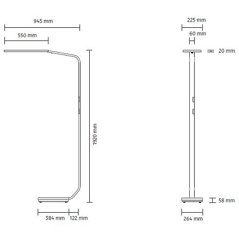 Force One POWER matt silver LED floor luminaire 4000K
