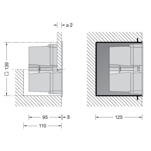 24206K3 Recessed LED wall luminaire, graphite