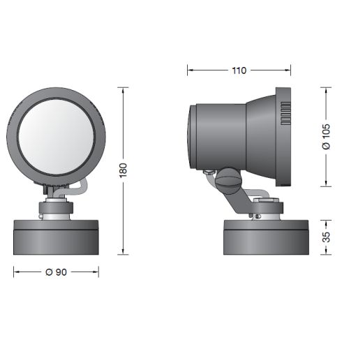 84366K3 LED floodlight with mounting box, graphite