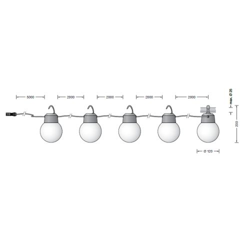 24380K3 - BEGA Plug & Play 48V 5 x portable garden luminaire, graphite