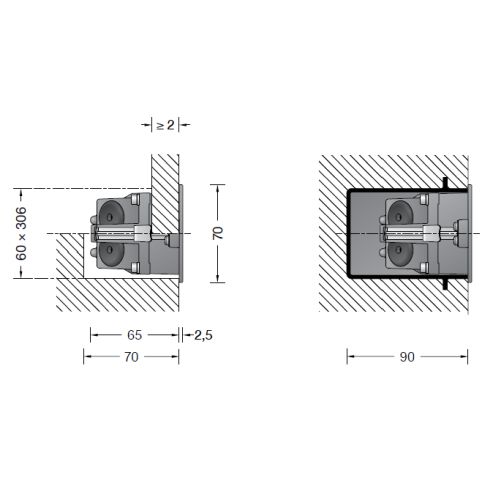 24065K3 LED recessed wall luminaire, graphite