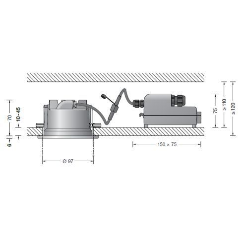 24290K3 Recessed LED ceiling downlight, stainless steel