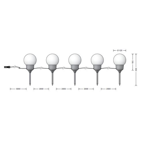 24379K3 - BEGA Plug & Play 48V 5 x portable garden luminaire, graphite