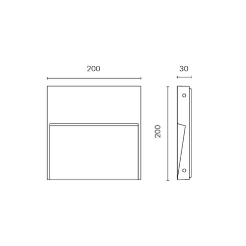 SKILL SQUARE 200 grey LED wall luminaire