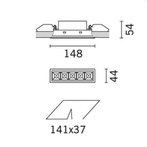 Laser Blade Frame General 2700K - 5 cells Recessed LED ceiling luminaire, white