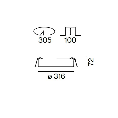 COMBO ROUND 300 OPAL 3000K Recessed LED ceiling luminaire