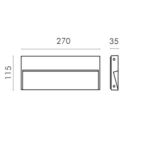 SKILL WOOD RECTANGULAR bronze LED wall luminaire