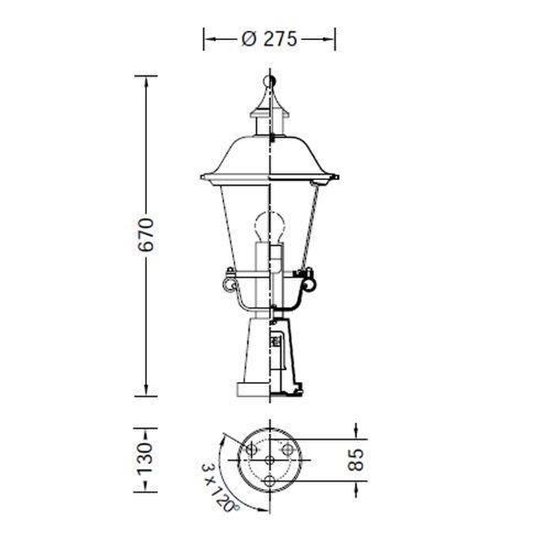 31657K3 >Copenhagen< Pillar luminaire