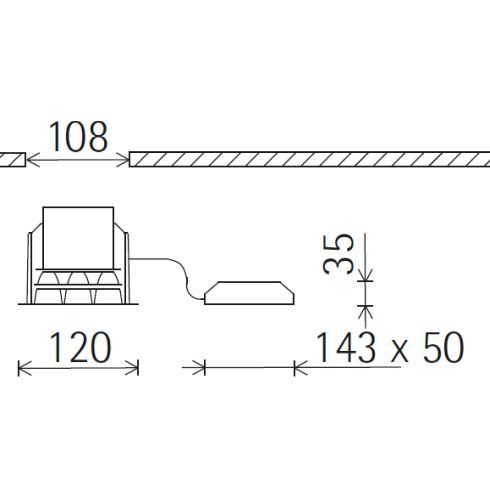 68556.000 COMPAR LINEAR oval flood Downlight with black louvre