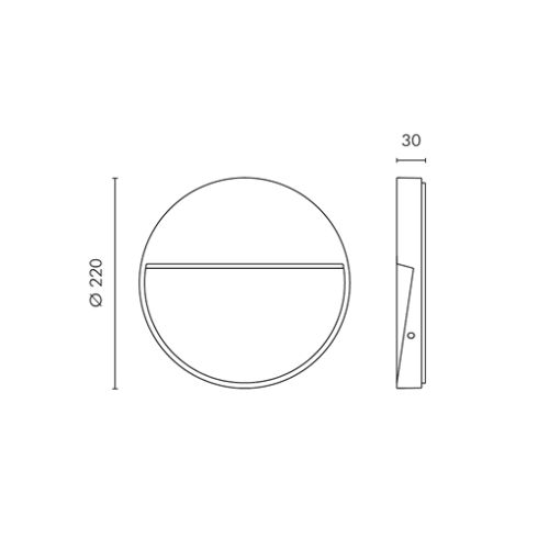 SKILL ROUND 220 grey LED wall luminaire