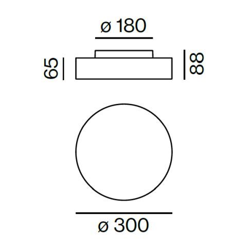 VELA 300 SURFACE D-I SOFT Ceiling luminaire, grey